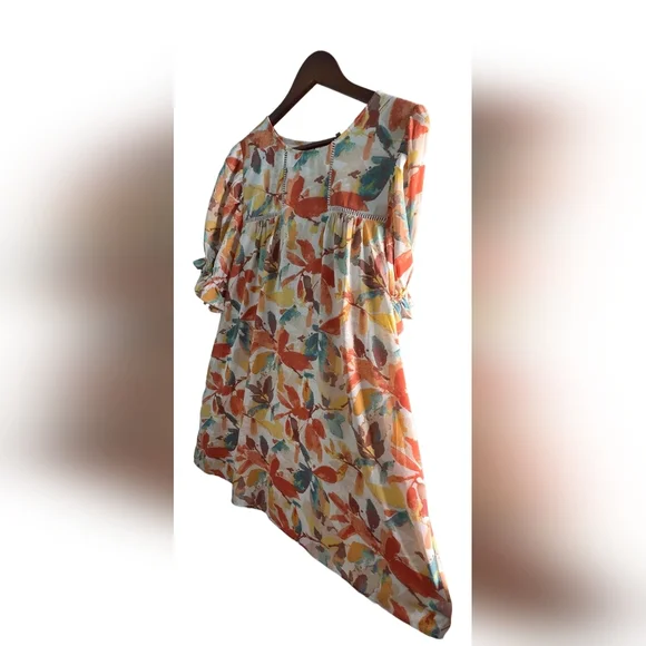 JODIFL - Colorful Floral Mini Babydoll Dress Oversized Tropical Vacation Vibes - Picture 3 of 7
